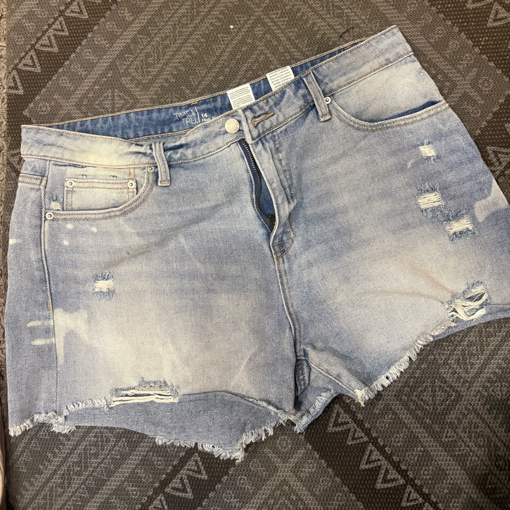 Time and Tru Light Blue Distressed Jean Shorts